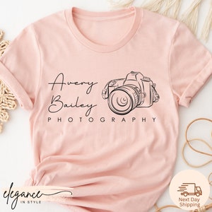 Custom Photography Logo T shirt, Photographer Name Shirt, Valentines Day Gift