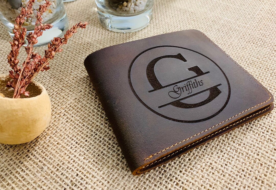 MONOGRAMMED LEATHER WALLET, Mens Leather Wallet, Bifold Personalized ...