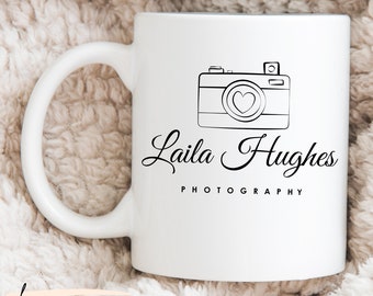 Personalized Line Art Camera Logo Photographer Mug, Custom Name Photography Coffee Mug as Gift Idea For Photographer