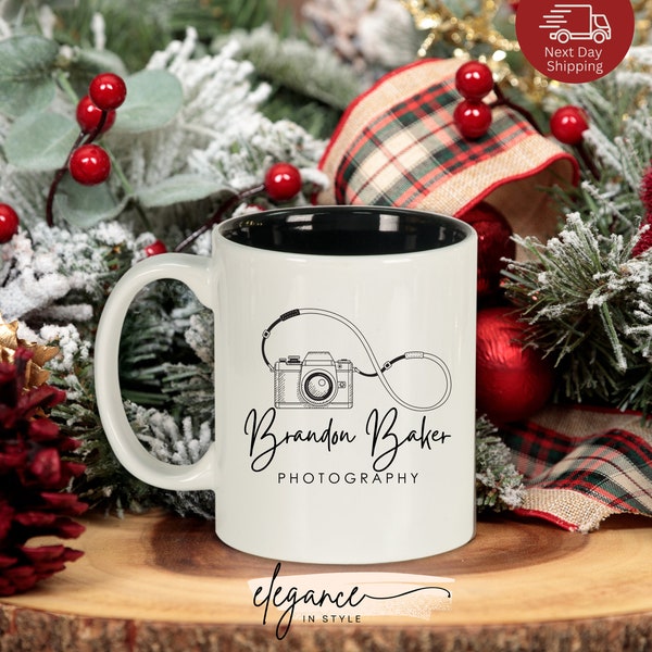 Photographer Logo Mug, Christmas Gift for Photographers