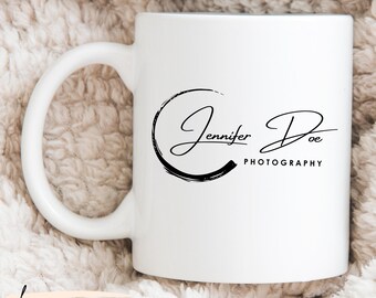 Minimalist Signature Photographer Mug, Custom Photography Logo Coffee Mug, BFF Birthday Gift