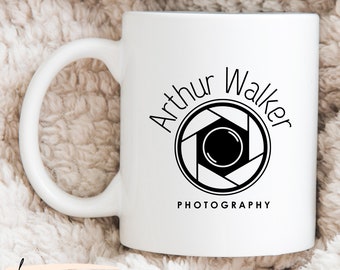 Personalized Camera Lens Logo Photographer Mug as Thank You Gift, Custom Photography Mug as Birthday Gift