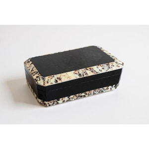 Art Deco Marbled Tortoise Plastic Box 10.5&quot;x6.25&quot;x2.75&quot; Vintage Storage