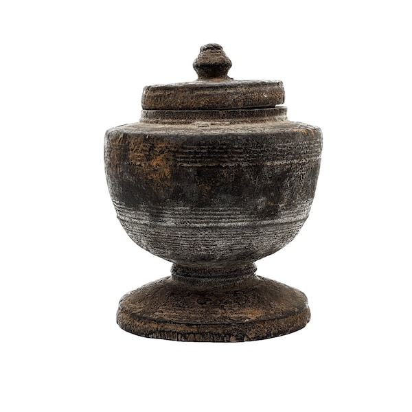 Antique Wooden Lidded Vessel