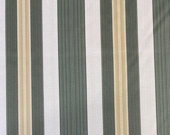 1.44 yds) 70% OFF Upholstery, Home Decor Fabric / Stripe Fabric Sale / Green Stripe Fabric