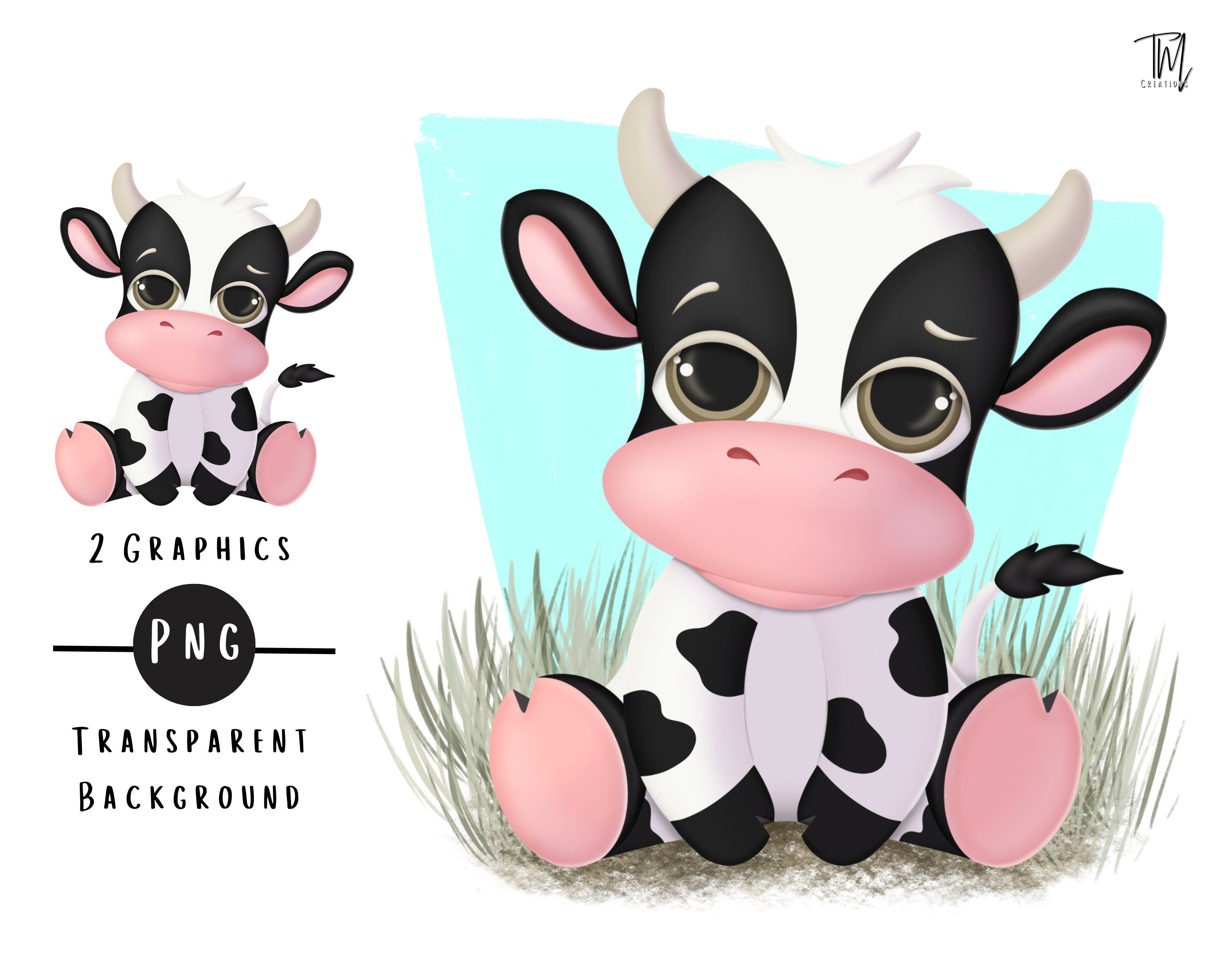 Baby Cow Clipart PNG Transparent Background - Etsy
