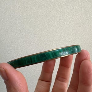 Vintage Brass and Malachite Bangle Bracelet