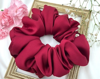 Cherry Burst | Oversized XL Soft Silky Satin Scrunchie | l Large Jumbo XL Extra Large Big Scrunchies | Wine