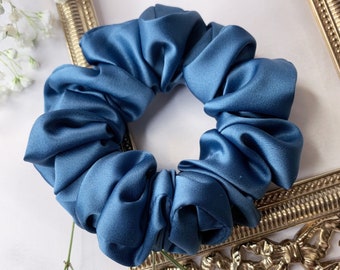 Dusty Blue Silk Charmeuse Scrunchies | Silk Scrunchies | Elegant Scrunchies