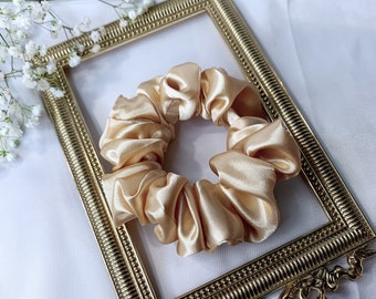 Champagne Scrunchies | Silky Satin Scrunchies | Elegant Scrunchies