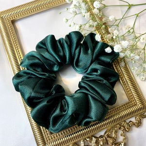 Pine Green Scrunchies | Silky Satin Scrunchies | Elegant Scrunchies