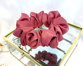 Dusty Pink Silky Satin Charmeuse Scrunchies | Elegant Scrunchies