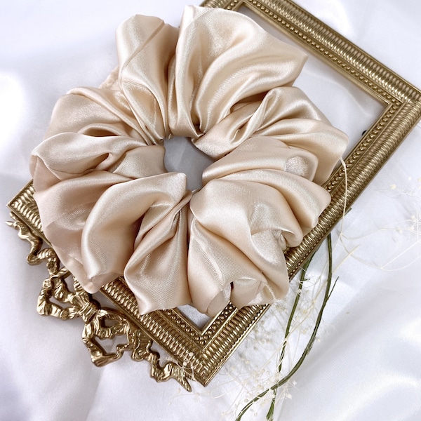 Champagne Oversized XL Silk Satin Scrunchies | Luxurious Scrunchies l Large Jumbo XL Extra Large Big Scrunchie