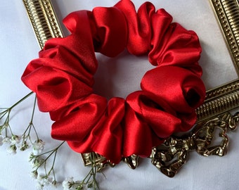 Red Scrunchies | Silky Satin Scrunchies | Elegant Scrunchies