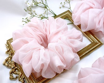 Fairest Pink Chiffon | Oversized XL Chiffon Scrunchie | Large Jumbo XL Extra Large Big Scrunchies | Light Pink