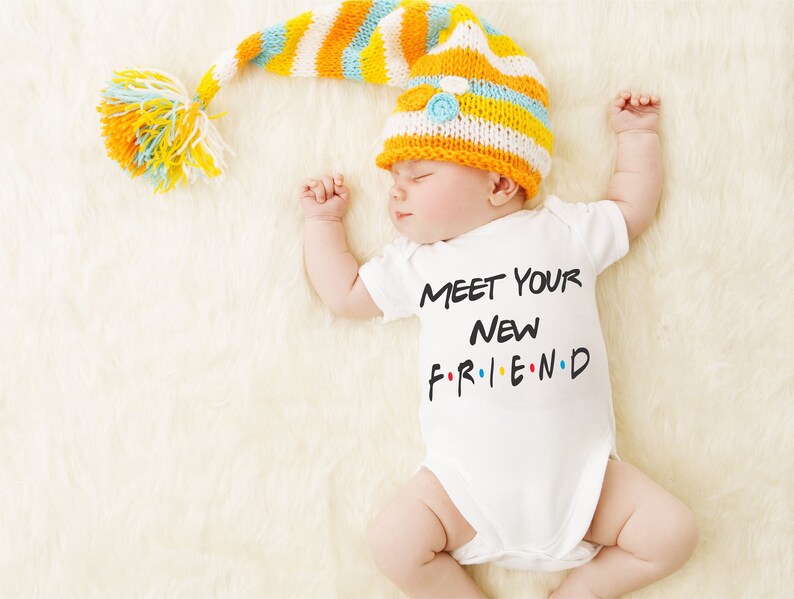 Fun Friends Fan Gift Idea Baby Girl Could I BE Any Cuter Friends TV Show New Baby Onesie \u00ae Baby Boy Meet Your New Friend Funny