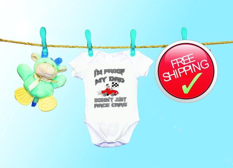 Choose Your Car Color Infant One Piece Snapsuit Dad Gift Baby Announcement Pregnancy Reveal Race Car Driver Dad Proof Baby Onesie