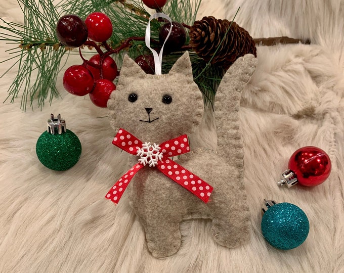 Felt Cat Christmas Ornament Made to Order Etsy