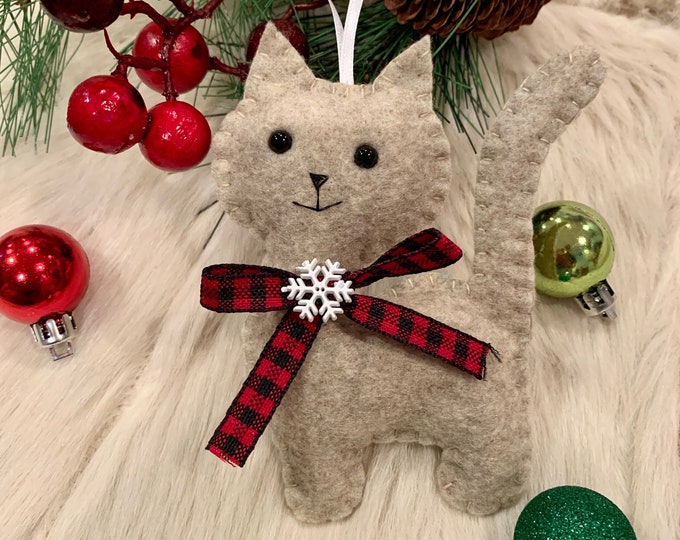 Felt Cat Christmas Ornament Made to Order Etsy