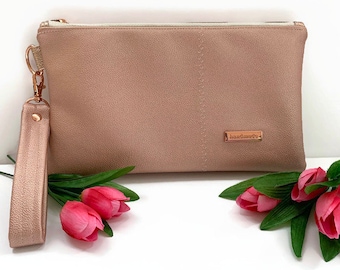 rose gold large clutch bag