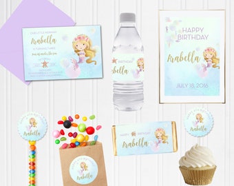 Mermaid DIY Party Package | Printable DIY Stationery Set - Editable, Instant Download - Personalize Print and Create Décor | Under the Sea