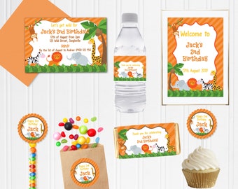 Orange Jungle DIY Party Package | Printable DIY Stationery Set - Editable, Instant Download - Jungle - Personalize Print and Create Décor