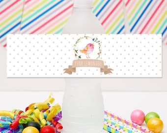 Woodland Drink Label Water Bottle Wrapper | DIY Party Template | Editable, Instant Download | Personalize It | Boy Party Tribal Wild One