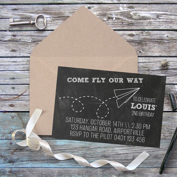 Paper Plane DIY Printable Invitation Editable Instant | Etsy