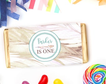 Tribal Watercolour Chocolate Bar Candy Wrapper | DIY Party Template | Editable, Instant Download | Aldi Chocceur Hershey | Indian Headdress