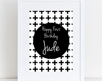 Monochrome Party Sign | DIY Party Template | Editable, Instant Download | Personalize It | Black and White Theme| Create Signage Posters