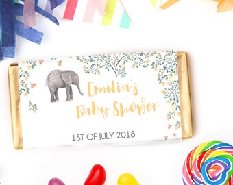 Yellow Elephant Chocolate Bar Candy Wrapper | DIY Party Template | Editable, Instant Download | Aldi Chocceur /Hershey | Baby Shower