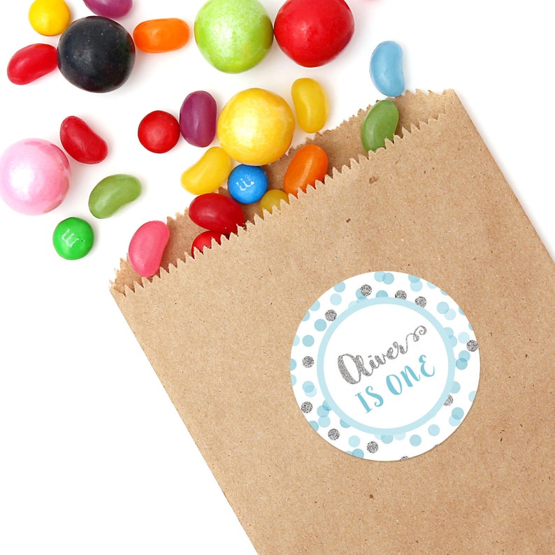 Instant Download Polka Dots Circles Printable Template Blue and Silver Confetti DIY Circle Tag Party Sticker Cupcake Toppers Editable