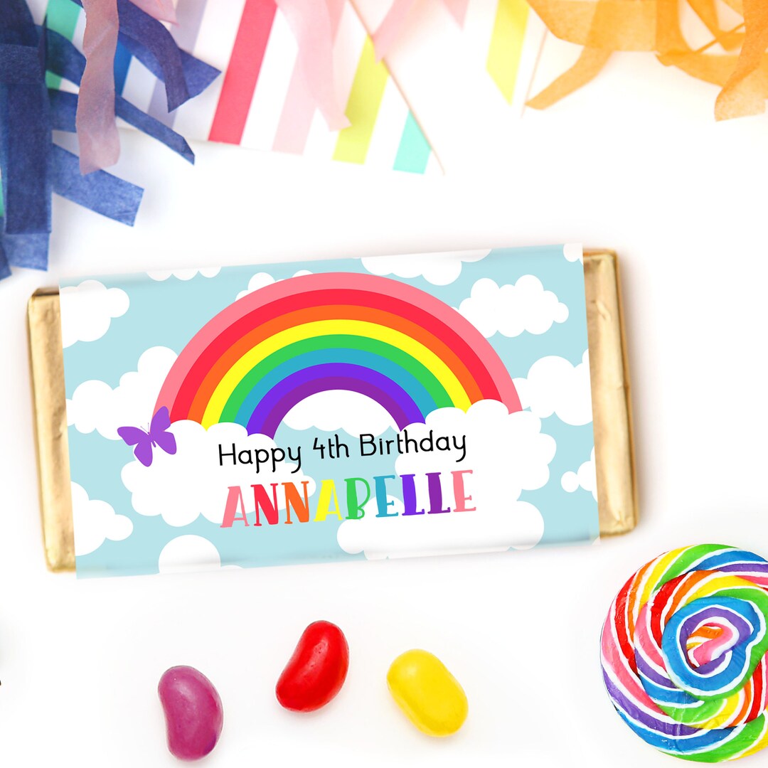 Rainbow Chocolate Bar Candy Wrapper DIY Party Template Editable ...