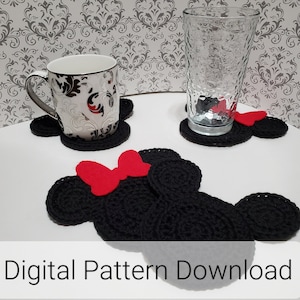 Crochet Mr. & Mrs. Mouse Silhouette Coaster Pattern