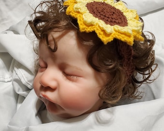 Handmade Cotton Sunflower Headband - Newborn Size