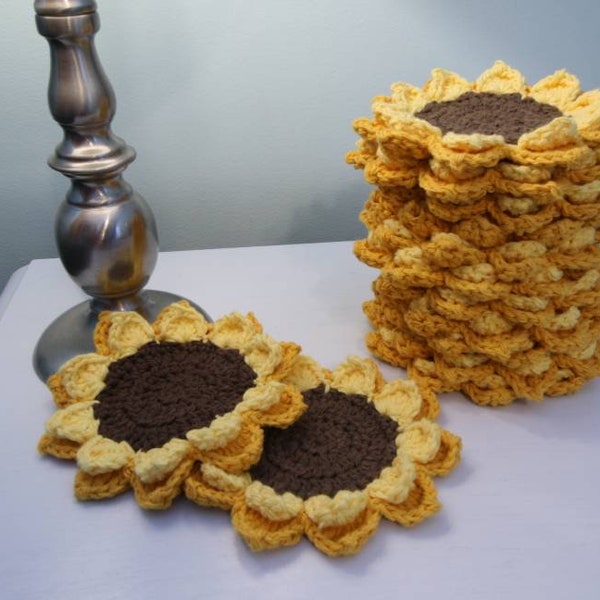 Sunflower Coaster Crochet (set of 4)