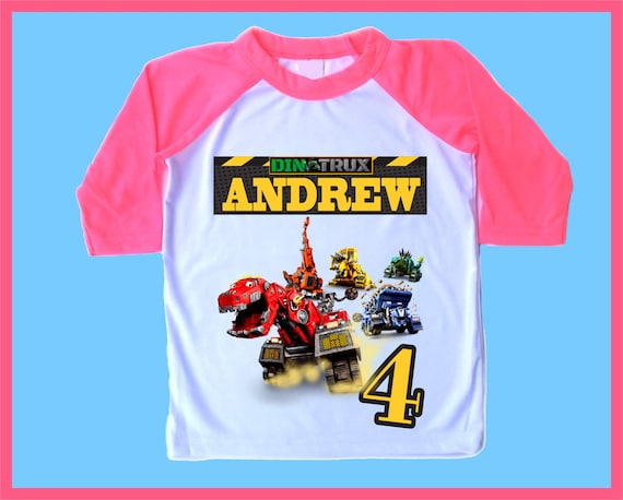 NEW Dinotrux Trux It Up Personalized Birthday Party Favor Gift T-Shirt