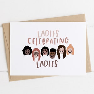 Ladies Celebrating Ladies Friendship Card | Happy Galentine’s Day Card pour les | carte d’amitié | Cartes parcs et rec Leslie Knope