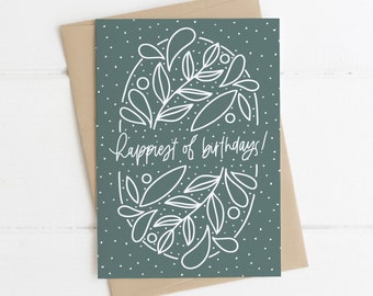 Alles Gute zum Geburtstag Grußkarte | Botanische Geburtstagskarte | Geburtstagskarte für Sie Geburtstagskarte für Ihn | Alles Gute zum Geburtstag Kartenset