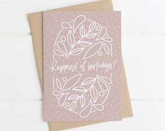 Happy Birthday Greeting Card | Botanical Birthday Card | Birthday Card for Her Birthday Card for Him | Happy Birthday Card Set
