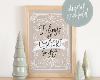 Tidings of Comfort and Joy | Christian Christmas Printable | Religious Christmas Printable Wall Art | Christmas Hymn | Tidings of Great Joy