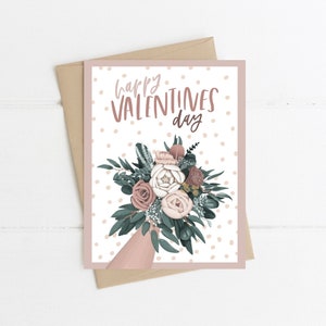 Blumenstrauß Happy Valentinstag Karte | Valentinstagskarte für Sie | Süße Valentinskarte