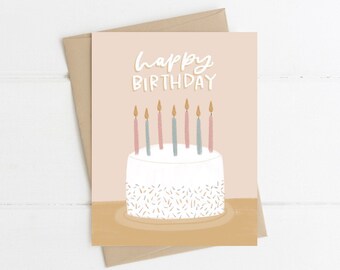 Happy Birthday Greeting Card | Birthday Cake Card | Cute Birthday Card for Her | Sprinkles Birthday Candles | Happy Birthday Card Set
