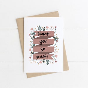 Muchas gracias tarjeta de felicitación floral / tarjeta de agradecimiento / tarjetas de gratitud / tarjeta de felicitación en blanco / notas de agradecimiento / tarjetas de agradecimiento dobladas