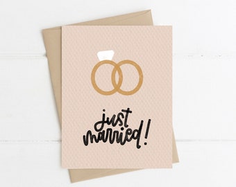 Just Married Greeting Card | Wedding Ring Card | Card for Wedding Day | Wedding Gift Card | Congratulations Wedding Card | Blank Card