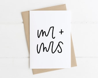 Mr and Mrs Wedding Card | Card for Wedding | Congratulations Wedding Card | Wedding Gift Card | Just Married Card | Bride and Groom Card