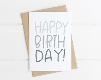 Happy Birthday Greeting Card | Minimal Birthday Card for Boy | Blue Birthday Card for Him | Happy Birthday Card for Her | Simple Birthday