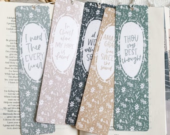 Bible Bookmark Set of 5 | Hymn Bookmark for Bible | Christian Bookmark Bundle | Bible Verse Bookmark with Tassel | Floral Bookmarks