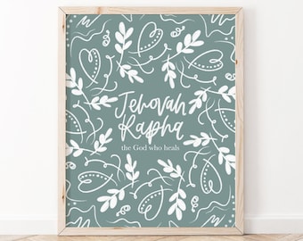 Jehovah Rapha - The God who Heals | Names of God Wall Art | Christian Print | Christian Wall Art | Bible Verse Wall Art | Scripture Print