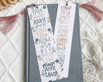 Bible Bookmark Set | Christian Bookmark Bundle | Fruit of the Spirit Bookmark for Bible | Bible Verse Bookmark with Tassel | Floral Bookmark